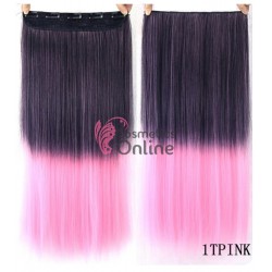 Extensie de par cu 5 Clips On delux dubla dreapta de 65 cm Ombre Brunet cu Pink HT1T2311